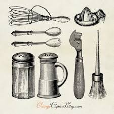 vintage kitchen utensils on vintage
