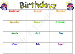 This free printable birthday calendar template will ensure that you never miss a birthday or anniversary. Class Birthday Calendar Teaching Resources