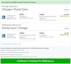 San isidro, san juan de la mar, santo don herrera, cabo rojo, santiago, barahona, la romana, puerto. Nonstop Flights Chicago To Punta Cana 326 R T United Basic Economy