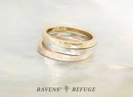 Our 14k solid gold rings are made to last a lifetime. Solid Gold Stacking Rings Hammered Gold Bands Ravens Refuge