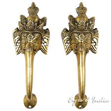 Pair Brass Ganesha Elephant Door Pulls Cabinet Handles Bronze Antique Indian Bohemian Boho 10 Eyes Of India Ganesha Elephant Elephant Home Decor Door Pulls
