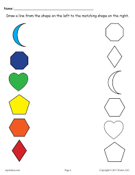 Your children will match pictures and shape so they will use both right and left hemisphere. 6 Shapes Matching Worksheets Shape Worksheets For Preschool Shapes Worksheets Color Worksheets For Preschool