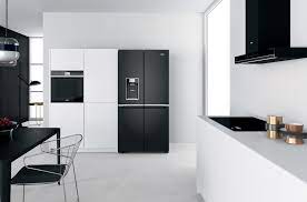 Refrigerator with the black interior i thought, yikes, who thinks that is a great idea? and then i saw it in person and was stunned. Whirlpool W Collection Black Fiber 4 Door Fridge Freezer
