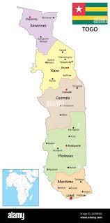 Carte Vectorielle Administrative De L Etat D Afrique De L Ouest Togo Avec Drapeau Image Vectorielle Stock Alamy