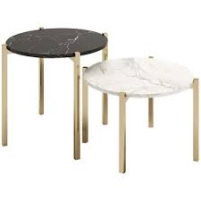 Drop coffee table round table, wood legs white lacquered. Round Side Tables With Coated Metal Legs Set Of 2 For Sale At Pamono