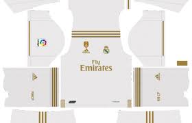 A gold insert appears on the bottom, adding the initials of the club in the player version. Dls Real Madrid Kits 038 Logos 2019 2020 Photo Real Madrid Kit Real Madrid Liverpool Kit