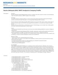 It is published alongside the summary report 'nestlé in society: Nestle Malaysia Swot Analysis Fill Online Printable Fillable Blank Pdffiller