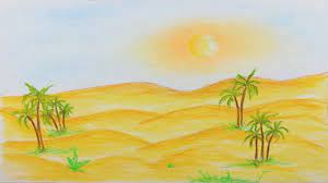 How to draw a desert scene. How To Draw Scenery Of Desert Step By Step Very Easy And Simple Drawing Scenery Landscape Drawings Desert Drawing