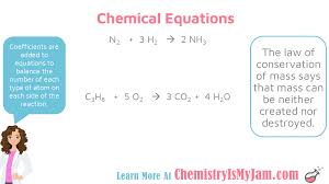The coefficient is placed in front of a molecule, while the subscript follows certain atoms as shown in the first picture. Chemical Reactions Chemistry Is My Jam