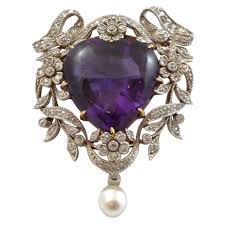Edwardian Bailey Banks Biddle Amethyst Diamond Heart Pendant Mounted In 18k Gold And Platinum Unit Purple Jewelry Heart Pendant Diamond Amethyst Jewelry