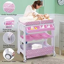 Costway 2 In 1 Mobiler Wickeltisch Badewanne Wickelkommode Baby Bade Wickelkombination Wickelauflage Ko Wickeltisch Kindergarten Organisieren Wickelauflage