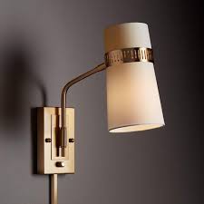 Most wall sconces come with all the necessary hardware for mounting, which is usually a strap with a center stud. Cartwright Warm Antique Brass Plug In Wall Lamp 9f152 Lamps Plus