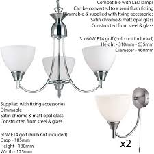 Flush Hanging 3 Bulb Ceiling 2x Wall Light Pack Satin Chrome Frosted Glass Shade Matching Indoor Lamp Fittings Mode In 2020 Indoor Lamp Bedroom Lighting Bulb