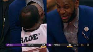 Hey lebron you're a big baby Lebron James Have Fun With Lonzo Ball Cries With Laughter On The Bench Lakers Vs Pistons Youtube
