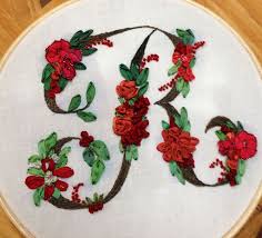 Author jessica @ cutesy crafts. Victorian Initial Letter R Silk Ribbon Embroidery Silk Ribbon Embroidery Ribbon Embroidery Embroidery Designs