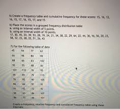 Find the largest and smallest values; 5 Create A Frequency Table And Cumulative Frequency Chegg Com