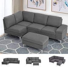 Paired with a matching ottoman that has hidden storage underneath, homelegance sectional sofa is your best friend for netflix night. Amazon Com Esright Left Facing Sectional Sofa With Ottoman Convertible Sectional Sofa With Armrest Storage Sectional Sofa Corner Couches For Living Room Apartment Left Chaise Gray Fabric Kitchen Dining