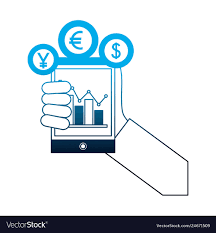 Hand With Smartphone Chart Business Coins Dollar