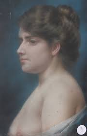 Pastello francese di metà 1800 Raffigurante Nudo di donna Theodore Ang