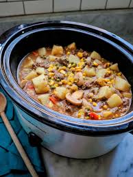 Next, put pot on saute mode and followed recipe adding veggies and stirring in bits from bottom of pot for 4 mins and then the mushrooms and garlic for 3 mins. Slow Cooker Ground Beef Stew Recipe Allrecipes