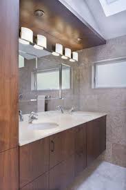 Black Vanity Light Fixtures With Contemporary Bathroom Also Bathroom Mirror Bathroom Storage Ceiling Lighting Double Sinks Double Vanity Recessed Lighting Skylights Wood Cabinets Finefurnished Com