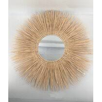 Cabilock rattan frame hanging wall mirror wall mirror rattan decorative mirror wood wall round mirrors collection for room home bathroom door wall decoration 39.5x39.5cm. Rattan Mirror Wayfair