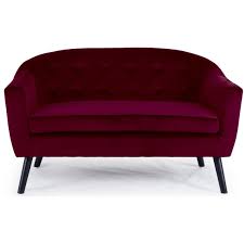 Canapé baroque 3 places en velours rouge avec une ossature en bois de hêtre sculpté doré. Canape 2 Places Scandinave Velours Rouge Fidelio Canape Droit Pas Cher