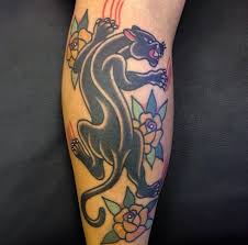 Check spelling or type a new query. Yellow Roses And Black Traditional Panther Tattoo On Leg