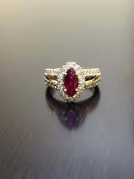 18k Yellow Gold Ruby Diamond Engagement Ring 18k Gold Etsy Ruby Wedding Rings Ruby Diamond Engagement Ring Ruby Engagement Ring