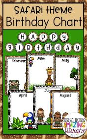 Add This Birthday Chart To Your Safari Jungle Themed Classroom You Can Print And Laminate Birthday Bulletin Boards Birthday Board Classroom Birthday Bulletin