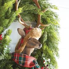 Deer Head With Hat Ornament Large Christmas Wreath Deer Head Decor Christmas Entry