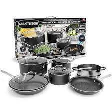 Granite Stone 10 Piece Nonstick Pots And Pans Cookware Set Ultimate Durability And Nonstick With Mineral Diamond Triple Coated Walmart Com Cookware Set Nonstick Cookware Cookware Set Stainless Steel