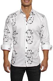 Shop Maceoo White Men S Fibonacci Lion Drawing Regular Fit Button Up Shirt