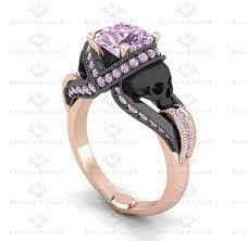 Aphrodite 1 85ct Pink Diamond Skull Rose Gold Engagement Ring Black Engagement Ring Skull Engagement Ring Black Gold Ring