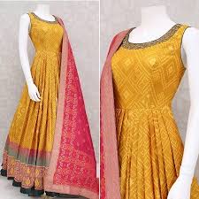 Check out our bandhani dress selection for the very best in unique or custom, handmade pieces from our dresses shops. Designer Yellow Bandahni Printed Satin Silk Anarkali Gown Yoyo Fashion