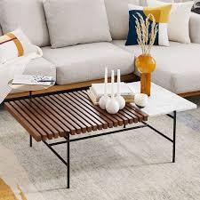 Bring a rustic touch to your living space with the slat designed wood coffee table. Slatted Wood Coffee Table In 2021 Coffee Table Coffee Table Wood Leather Coffee Table