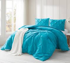 Peacock Blue Pin Tuck Queen Comforter Oversized Queen Xl Bedding