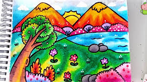 Bukan hanya itu, keberadaan pepohonan melengkapi suasana nampak indah. Pemandangan Gunung Menggambar Dan Mewarnai Hitam Putih Tersedia Momocha Drawing Class