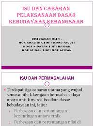 Isu dan cabaran pendidikan semasa. Kebudayaan Melayu Cabaran 2