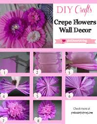 Cut 12 circles from a sheet of crepe to make a center for the flower, cut a small strip of crepe paper and fold it in half. Diy Crepe Paper Wall Flower Decors Pink Heart String