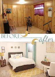 Bedroom Makeover Wood Paneling To White And Bright Paneling Makeover Basement Guest Room Home Remodeling