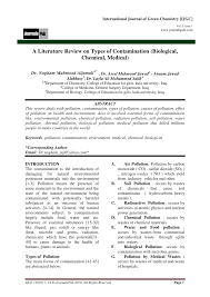 Many of the activities and products that make modern human but there have been serious environmental consequences. Pdf A Literature Review On Types Of Contamination Biological Chemical Medical