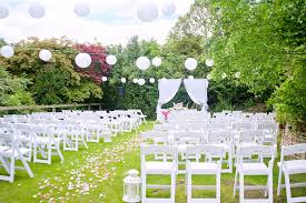 Outdoor Civil Ceremony Set Up At The Glenview Hotel White Hanging Lanterns Weddingdecor Wedding Venue Decorations Wedding Decorations Wedding