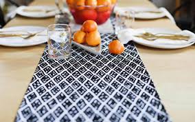 If you do not want to to purchase fabric and sew a table runner, you can start with a plain table runner measuring 14 inches by 72 inches. Diy Modern Table Runner A Beautiful Mess