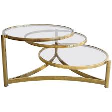 Milo Baughman Tri Level Brass And Glass Swivel Coffee Table From A Unique Collection Of Antique Square Glass Coffee Table Coffee Table Antique Coffee Tables