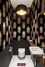 Toilette Schwarze Schone Toilette Goldene Toilette Tapeten In Der Toilette Anan Smal Stylish Bathroom Wallpaper Bathroom Walls Small Downstairs Toilet