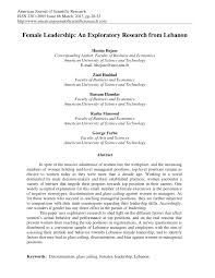 Pdf Female Leadership An Exploratory Research From Lebanon