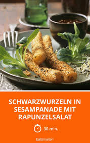 Schwarzwurzeln In Sesampanade Mit Rapunzelsalat Rezept Schwarzwurzel Rezepte Kochen