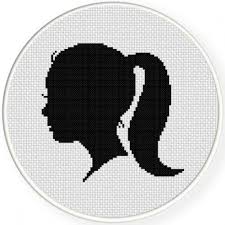 Black And White Silhouette Cross Stitch Patterns Ponytail Silhouette Cross Stitch Pattern Cross Stitch Patterns Cross Stitch Stitch Patterns