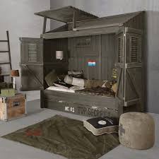 Kidsfactory Bedstee Cabana Army Leger Slaapkamer Tienerjongen Kamers Leger Kamer